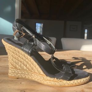 Etienne Aigner Black Open-toed Wedge Sandal